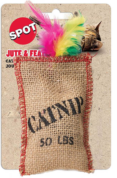 SPOT Jute & Feather Sack Catnip Toy 523078